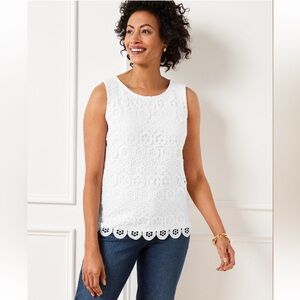 Talbots white lace front tank top shell 2023